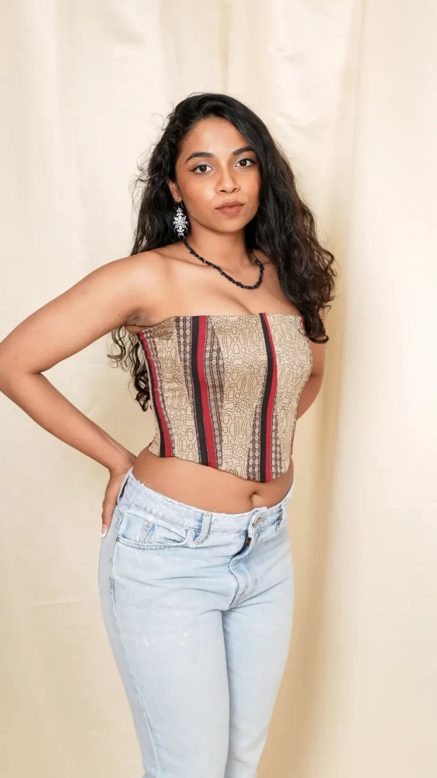 Beige printed corset
